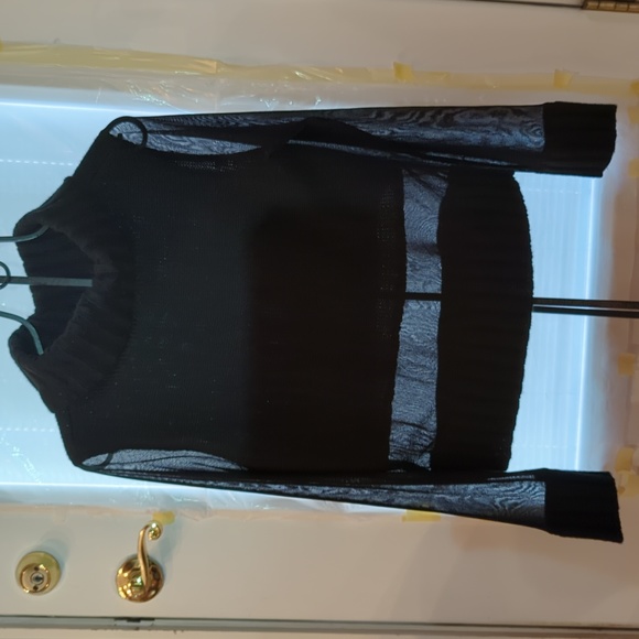 Marshall's long sleeved sheer black acrylic/wool top. The size is L, Knit collar - Picture 3 of 4